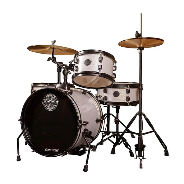 Ludwig LC178X029 The Pocket Kit By Questlove Çocuk Davul Seti | Silver Sparkle Renk, Zil, Tabure ve Baget Dahil, Başlangıç Kiti ürün görseli 1