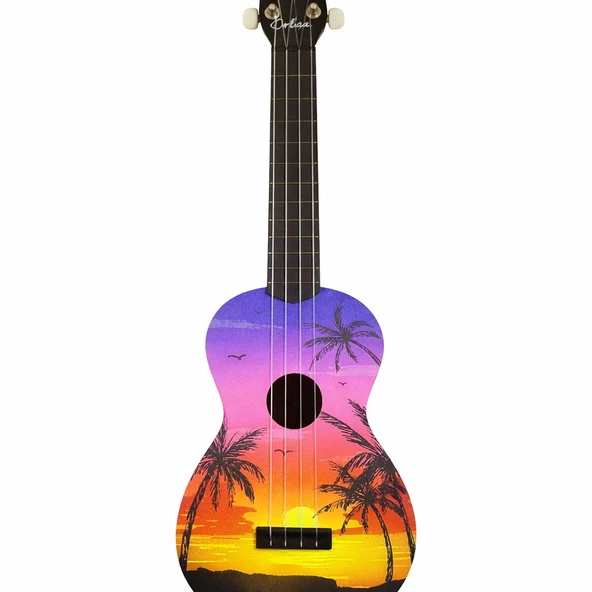 Gonzales XU21HAWAII Hawaii Desenli Soprano Ukulele | Tropikal Grafik Tasarım, Egzotik Görünüm, Rahat Çalım ürün görseli 1