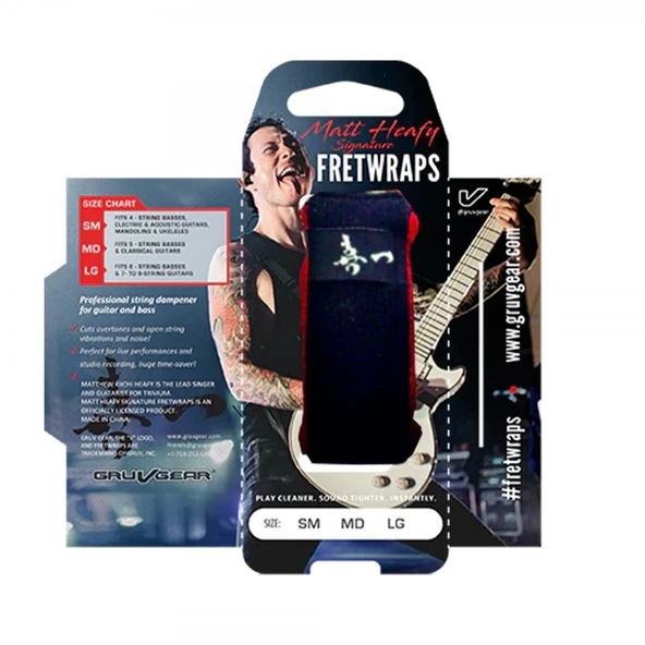 Gruv Gear FW1-MKH-SM FretWrap Matthew Kiichi Heafy Signature (Small) | İmza Serisi, 4 Telli Bas ve 6 Telli Elektro Gitar Uyumlu, Susturucu ürün görseli 1