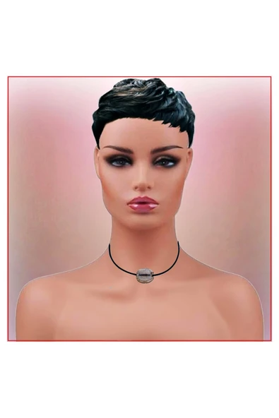 Cam Boncuk Süet Kadın Choker - Resim 2