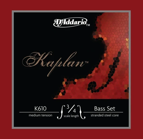 D'Addario K610 3/4M Kaplan Kontrabas Tel Seti (Takım Tel) | 3/4 Boy Uyumlu, Medium Tansiyon, Profesyonel Orkestra Tonu ürün görseli 1