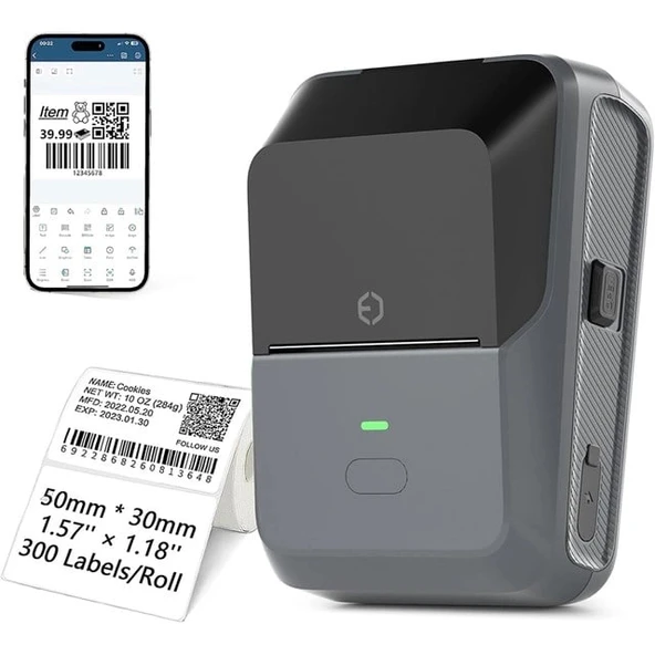 Powermaster PM-29886 Çok Amaçlı Bluetooth Destekli Taşınabilir Akıllı Termal Etiket Yazıcısı ürün görseli 1