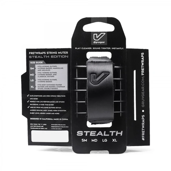 Gruv Gear FW1-STL-MD FretWrap Stealth Edition (Medium) | Gizli/Mat Siyah Tasarım, 5 Telli Bas ve 7 Telli Gitar Uyumlu, Tel Susturucu ürün görseli 1