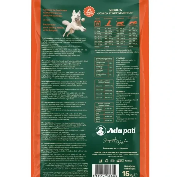 ADA PATİ 15 KG Yetişkin Kuru Mama - Resim 2