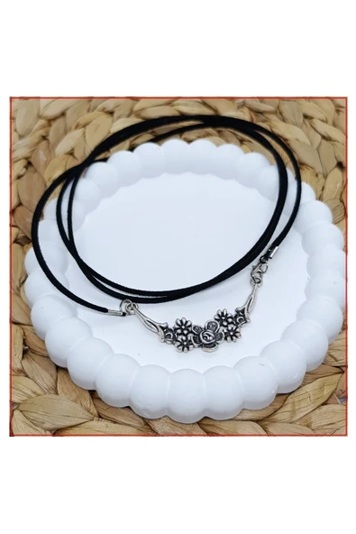 Süet - Antik Gümüş Kadın Choker ürün görseli 1