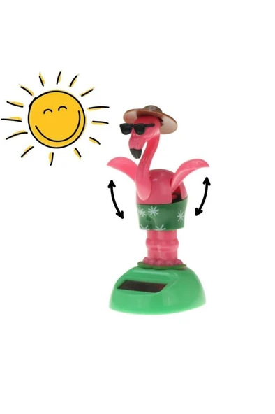 Güneş Enerjili Solar Dans Eden Figür Sallanan Flamingo Figürü Araba Masaüstü Hediyelik Dekoru Parti Süs ürün görseli 1
