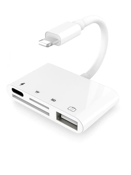 Lightning Bağlantılı SD Kart Okuyucu, USB 3.0, TF/SD/Micro SD Destekli, iPhone ve iPad ile Uyumlu, Beyaz ürün görseli 1