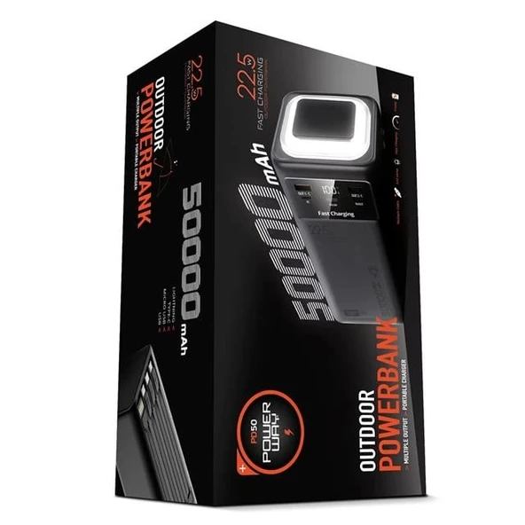 Powerway PD50 50.000mAh 22.5W Süper Hızlı Şarjlı Powerbank ürün görseli 1