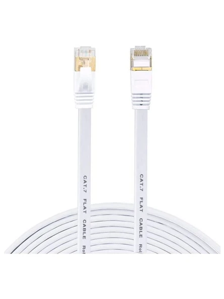 CAT7 Ethernet Ağ Kablosu, Yüksek Hızlı RJ45 Bağlantı, 10 Gigabit, Düz Beyaz (3m) ürün görseli 1
