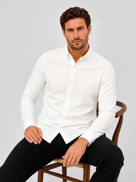 Reeport Likralı Uzun Kol Slim Fit Erkek Gömlek - 7641 ürün görseli 1