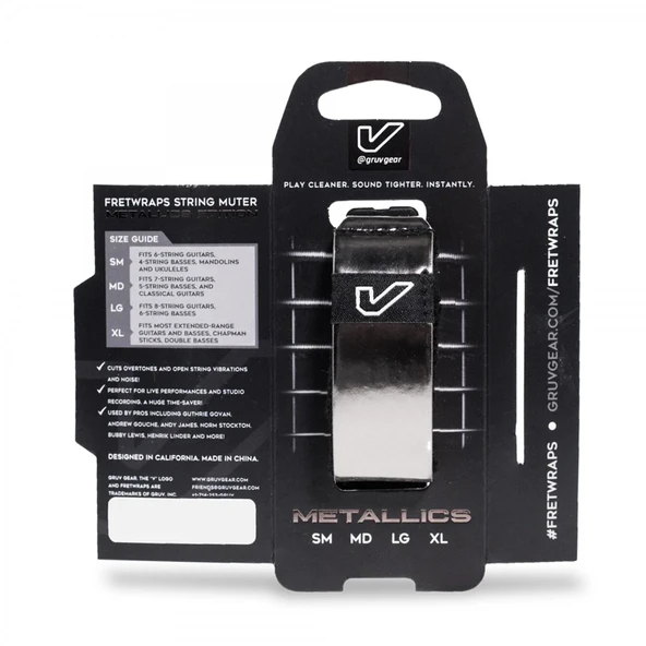 Gruv Gear FW1-TTN-SM FretWrap Metals Titanium (Small) | Titanyum Renk, 4 Telli Bas ve 6 Telli Gitar Uyumlu, Klavye Susturucu ürün görseli 1