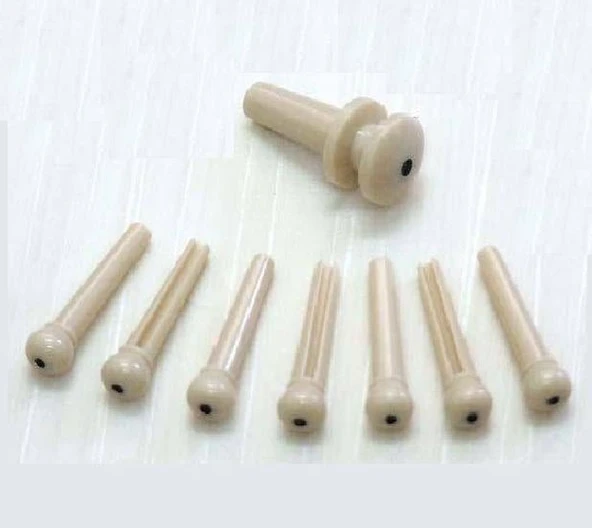 Planet Waves PWPS12 Akustik Gitar Endpin ve Köprü Pimi Seti | Beyaz Renk, 7 Adet Köprü Pimi ve 1 Adet Askı Pimi Dahil ürün görseli 1