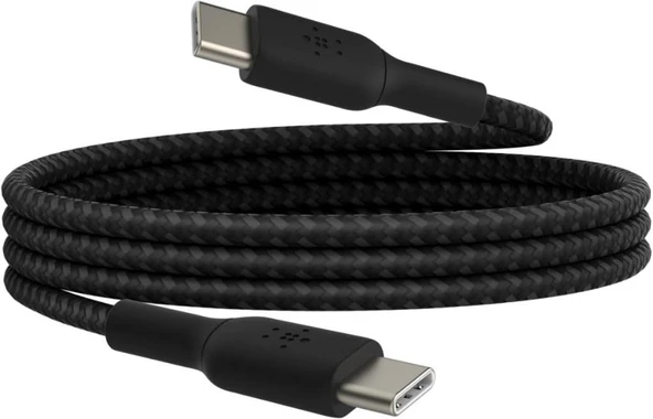 Belkin Boost Charge 60W Örgülü USB-C - USB-C Kablosu 1m Siyah ürün görseli 1