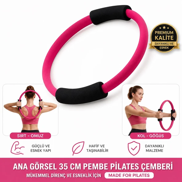 35 Cm Pilates Çemberi Sünger - Fuşya - Egzersiz Direnç Çemberi Yoga Fitness Ev Spor Aleti ürün görseli 1