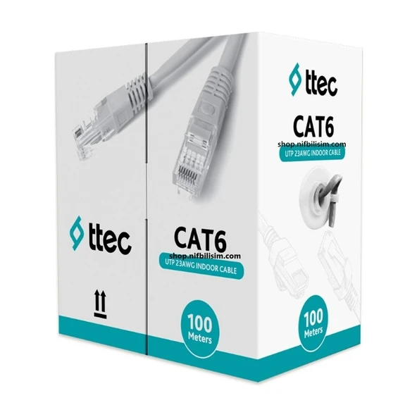Ttec KBL-CAT6-23CCA/IN100G 100 Metre Iç Mekan Cat6 Kablo Pvc Iç Ortam Cat6 Kablo 100 Metre Gri ürün görseli 1