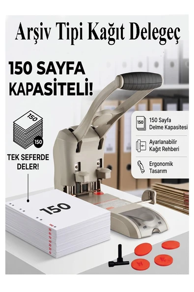 Büyük Delgeç 1 Adet Temat 2160N Arşiv Tipi Büyük Delegeç Kağıt 150 Sayfa Kapasiteli 2 Pin 10 Disk Ekstra Güçlü ürün görseli 1