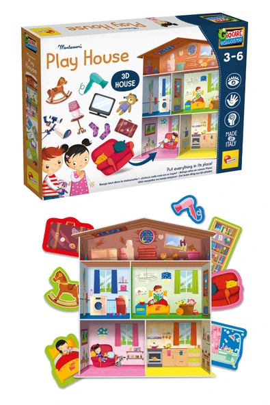 Çocuklar İçin Montessori 3D Ev Yapım ve Yerleştirme Oyunu Seti ürün görseli 1