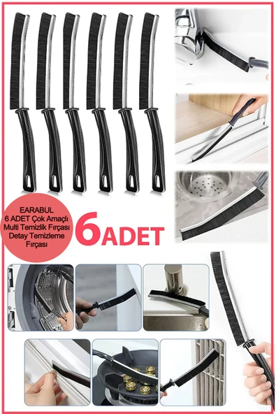6 ADET Çok Amaçlı Multi İnce Temizlik Fırçası Derz Arası Banyo Mutfak Detay Temizleme Fırçası ürün görseli 1