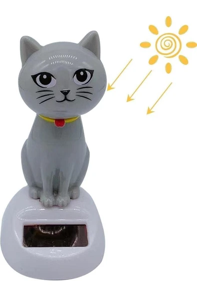 Güneş Enerjili Solar Dans Eden Figür Sallanan Kedi Figürü Araba Masaüstü Hediyelik Dekoru Parti Cat ürün görseli 1
