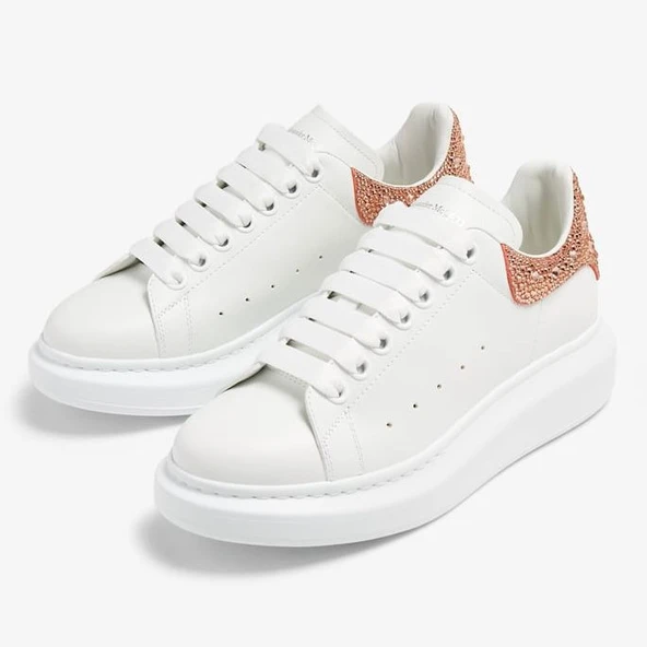 Alexander McQueen White Crystal Rose Kadın Spor Ayakkabı ürün görseli 1