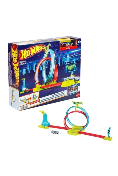 Orjinal Hot Wheels Neon Yarışlar Çifte Çemberde Yarış Seti ürün görseli 1