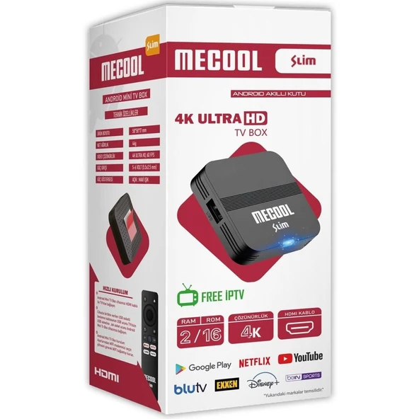 RİOSAT MECOOL SLİM 2GB RAM 16GB HAFIZA 4K ULTRA HD 2.4GHZ WİFİ ANDROİD TV BOX ürün görseli 1