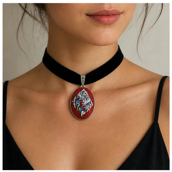 İznik Çini Desenli El Yapımı Vintage Choker ürün görseli 1