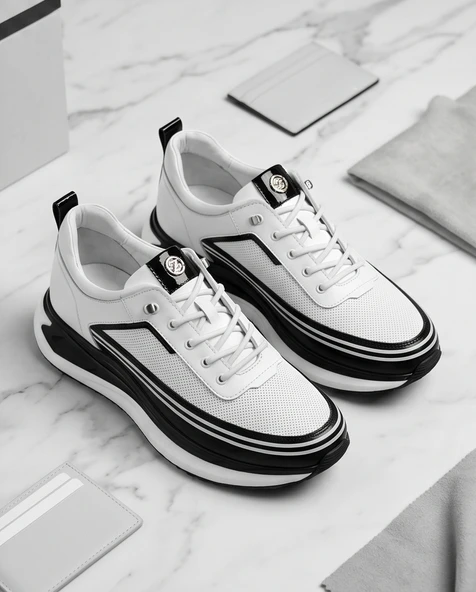 2250-Zanelle Hakiki Deri Üst Kalite Premıum Erkek Sneaker Ayakkabı ürün görseli 1