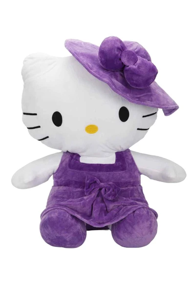 Mor Rengin En Sevimli Temsilcisi: Lisanslı Hello Kitty Şapkalı Peluş 50cm. ürün görseli 1