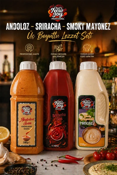 Üç Boyutlu Lezzet Seti - Andoloz + Sriracha + Smoky Mayonez Gurme Sos Seti 3lü ürün görseli 1
