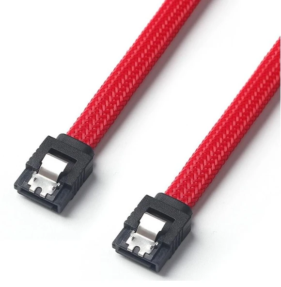 Naylon Örgü Hasır Kaplama SATA3 7 Pin 6Gbps Veri Kablosu (50 cm, Kırmızı) ürün görseli 1