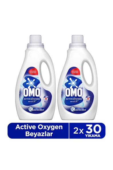 Omo Active Oksijen Etkisi Beyazlar İçin Sıvı Deterjan 1500 ml x2 ürün görseli 1