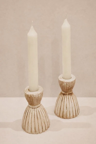 Vintage Eskitme Şamdan Mumluk 2’li Set, Dekoratif Ev Aksesuarı, Masa Dekoru, Hediyelik, Anneler Günü ürün görseli 1