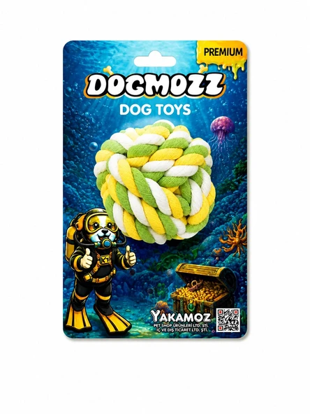 Dogmozz Premium Örgü İpli Köpek Oyuncak Topu 8 Cm ürün görseli 1