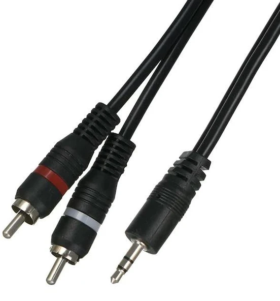 3.5mm Jack to 2 RCA Ses Kablosu - Aux - Amfi Hoparlör Ses Sistemi Bağlantı Kablosu 1.8 Metre ürün görseli 1