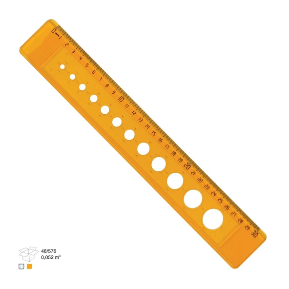 Şeffaf 30 cm Cetvel ve Daire Çizim Şablonu ürün görseli 1