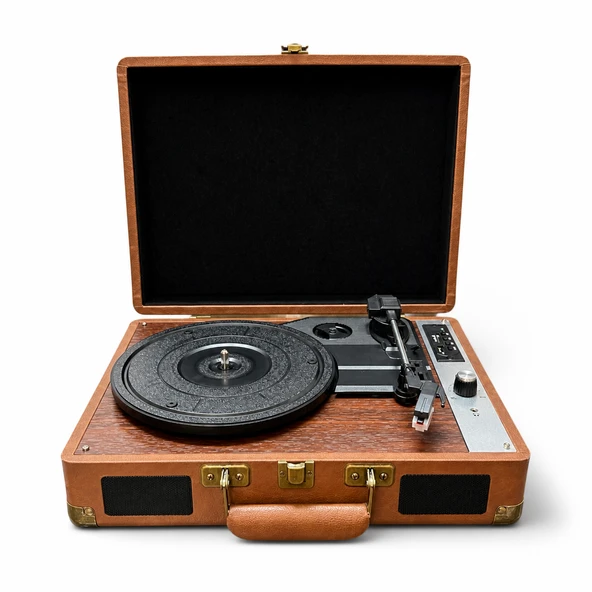 Ultratekno MZL-P01 Bluetooth Plak Çalar, 3 Hız (33/45/78 RPM), USB/SD/AUX/RCA/Kulaklık Destekli, Dahili Hoparlörlü Taşınabilir Retro Valiz Pikap ürün görseli 1