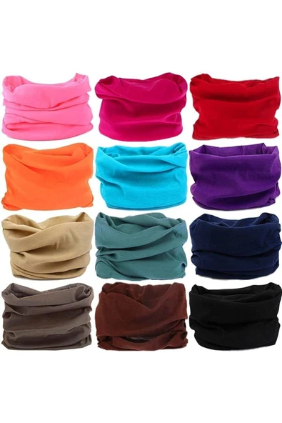 12 Adet Unisex Çok Fonksiyonlu Boyunluk Bandana(karışık Renkler) ürün görseli 1