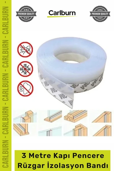 #Bant Yapışkanlı Şeffaf EPDM Silikon Sızdırmazlık Fitil 3 Metre Kapı Pencere Rüzgar İzolasyon Bandı ürün görseli 1