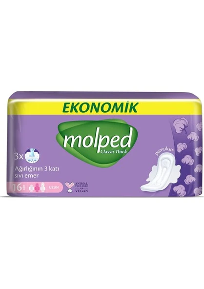 Molped Kalın Hijyenik Ped Uzun Ekonomik 16 Adet ürün görseli 1