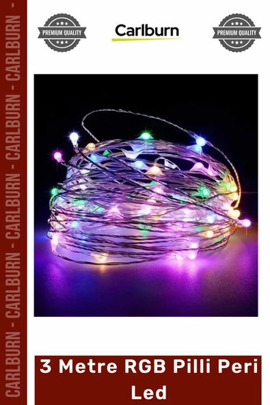 #PeriLed Renkli Dekoratif Bakır Tel Işıklandırma Yılbaşı Süsleme 3 Metre RGB Pilli Peri Led ürün görseli 1