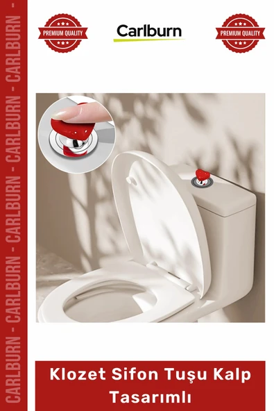 Özel Üretim Banyo Aksesuarı Yapışkanlı Şık Modern Dekoratif Estetik Klozet Sifon Tuşu Kalp Tasarımlı ürün görseli 1
