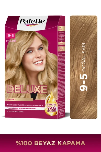 Palette Deluxe 9-5 Doğal Sarı Zengin Yağ Bakımı Kit Saç Boyası Bakım Maskesi ürün görseli 1