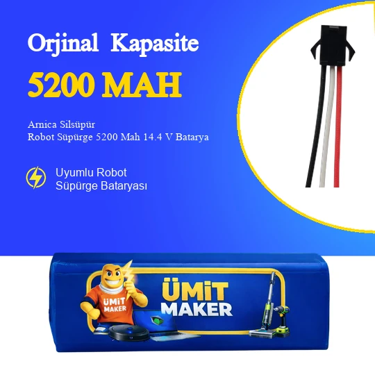 Arnica Silsüpür Robot Süpürge 5200 Mah 14.4 V Batarya – Orjinal Uyumlu Uzun Ömürlü, Yüksek Performans Pil ürün görseli 1