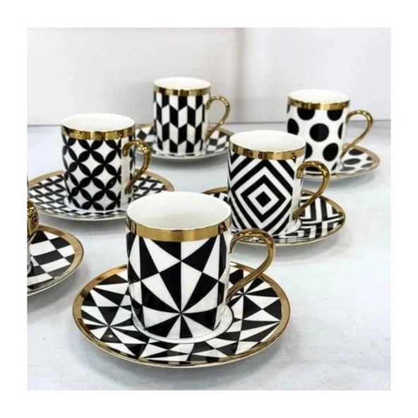 Kosova İst-181 200cc 6'lı Nescafe Takımı-Black Pattern ürün görseli 1