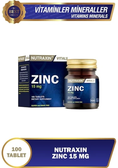 Nutraxin Zinc Sulphate - Çinko Takviyesi 15 Mg 100 Tablet ürün görseli 1