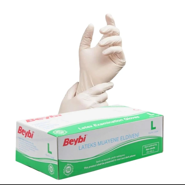 Beybi Pudralı Muayene Eldiveni "L" - Resim 2