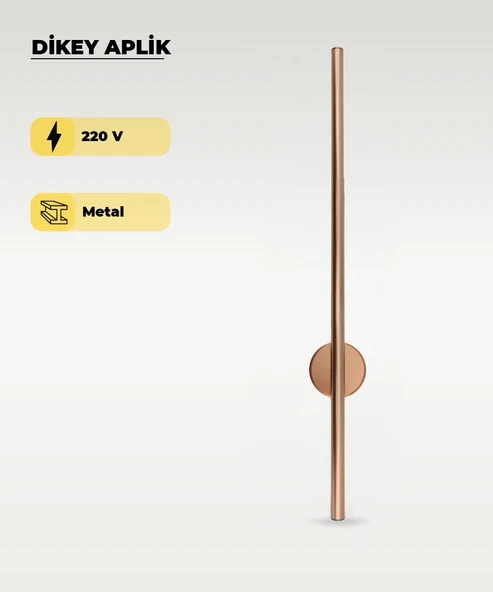12W Rose Gold Renk Dikey Aplik - Gün Işığı ürün görseli 1