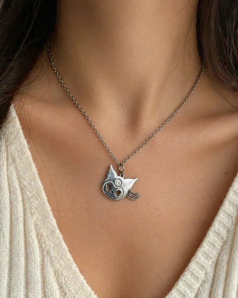 Gotik Şeytan Figürlü Kolye Metal Unisex Hediye Aksesuar ürün görseli 1