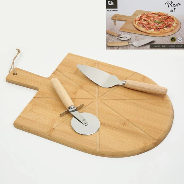 Vitale 3'lü Bambu Pizza Kesme Tahtası 43x30 cm ürün görseli 1